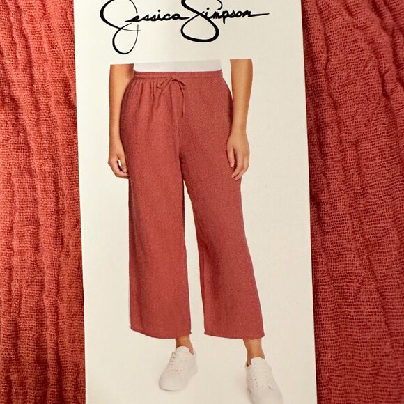 Jessica Simpson Women's Cotton Gauze Pant Size XL Rustic Red Wide Leg Boho NEW - Picture 6 of 12